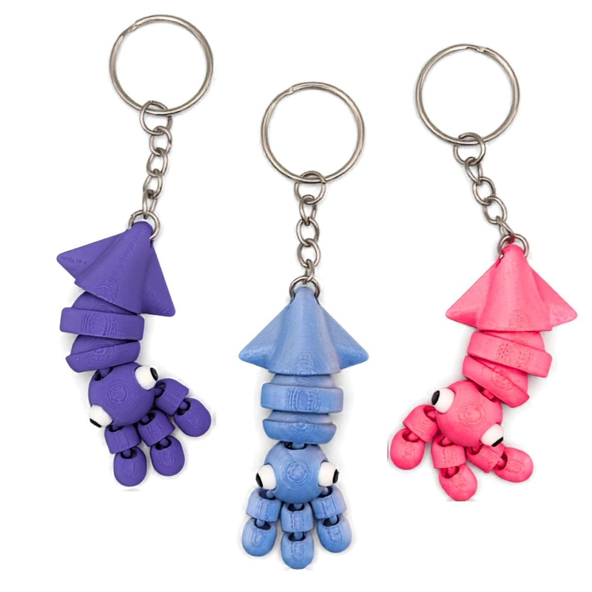 Mini Articulated Squid Keychain | 2.75" Fidget & Backpack Charm