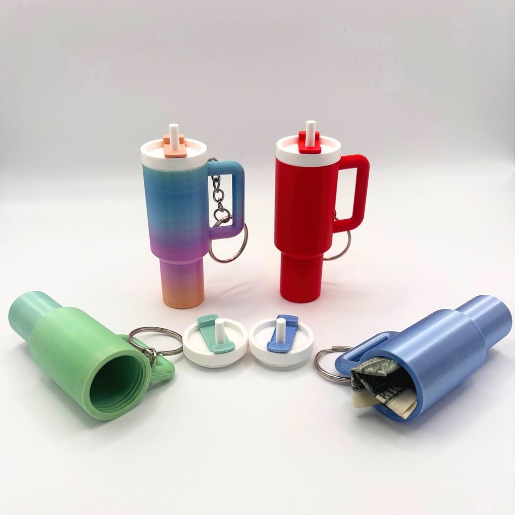 Mini Tumbler Storage Keychain | 3.5" Lip Balm & Cash Holder